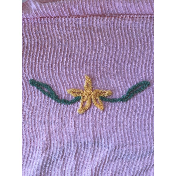 Vintage Chenille Pink Floral Bedspread Flowers Shabby Cottage 79x98 - Picture 4 of 10